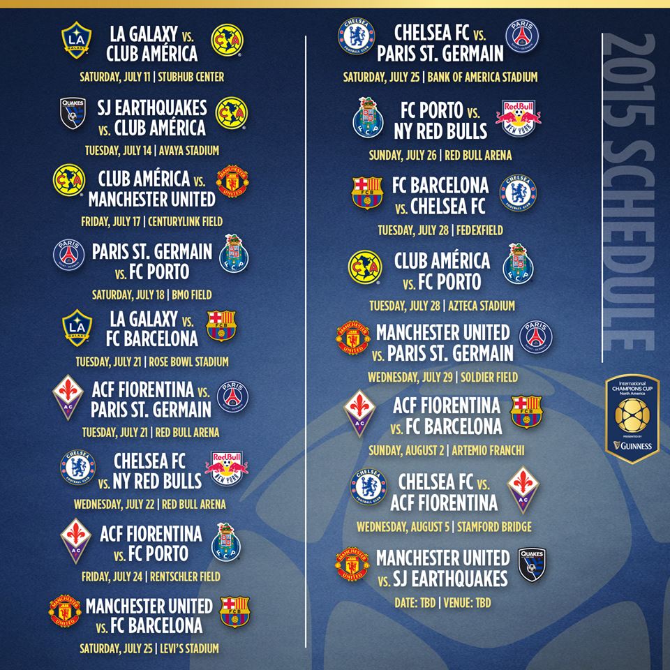 International Champions Cup Calendrier 