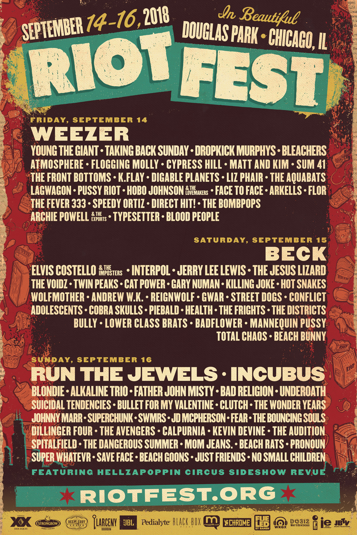 Riot Fest 2018 Announces Full Lineup, Late Night Shows - Pursuit Of ...