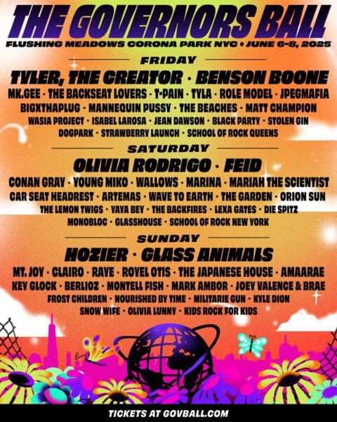 Governors Ball 2025 Lineup Announced feat. Tyler, the Creator, Olivia Rodrigo, Feid